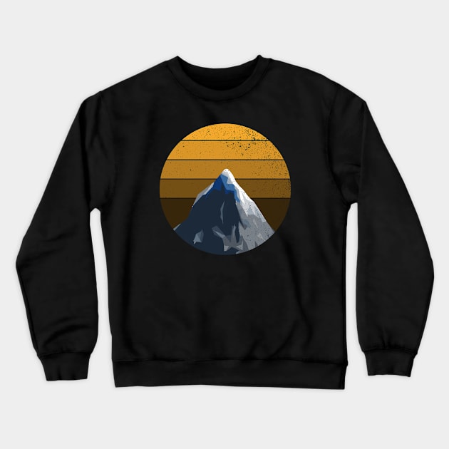 Mountaineering hiking rock climbing mountains dark sky sunset retro Crewneck Sweatshirt by auviba-design